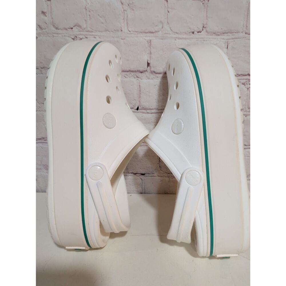 Crocs Crocband Platform Clogs White Teal Stripe Women's Size 6 / Junior 4 - Picture 4 of 10